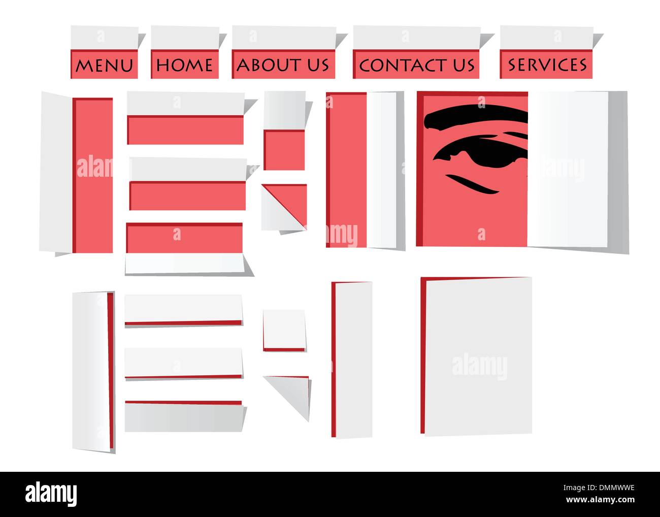 Website-Vorlage-Design in Origami-Papier-Stil Stock Vektor