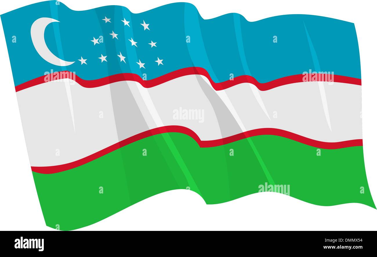 Politischen wehende Flagge der Republik Usbekistan Stock Vektor