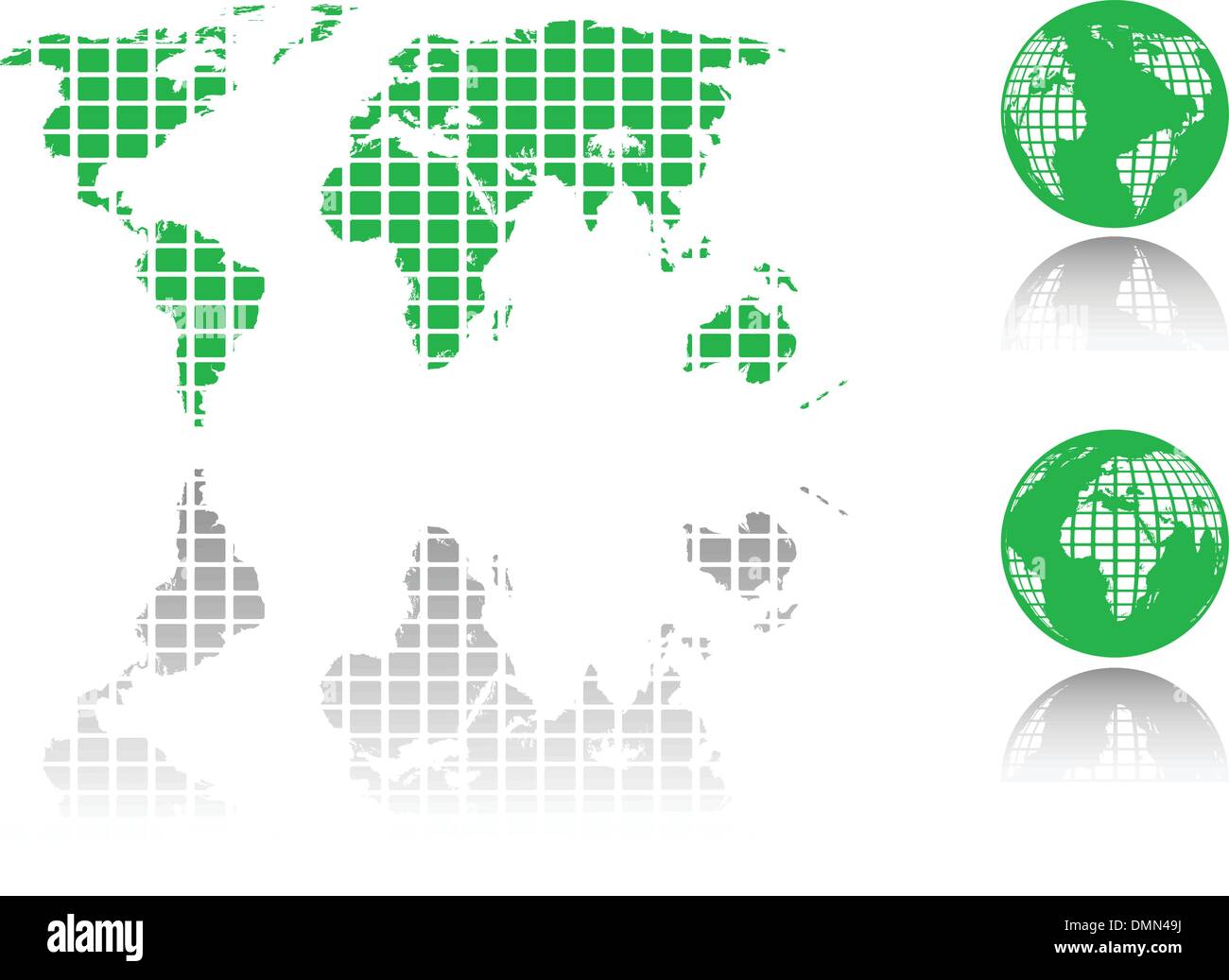 die grüne Welt Vektorkarte und Globus Stock Vektor