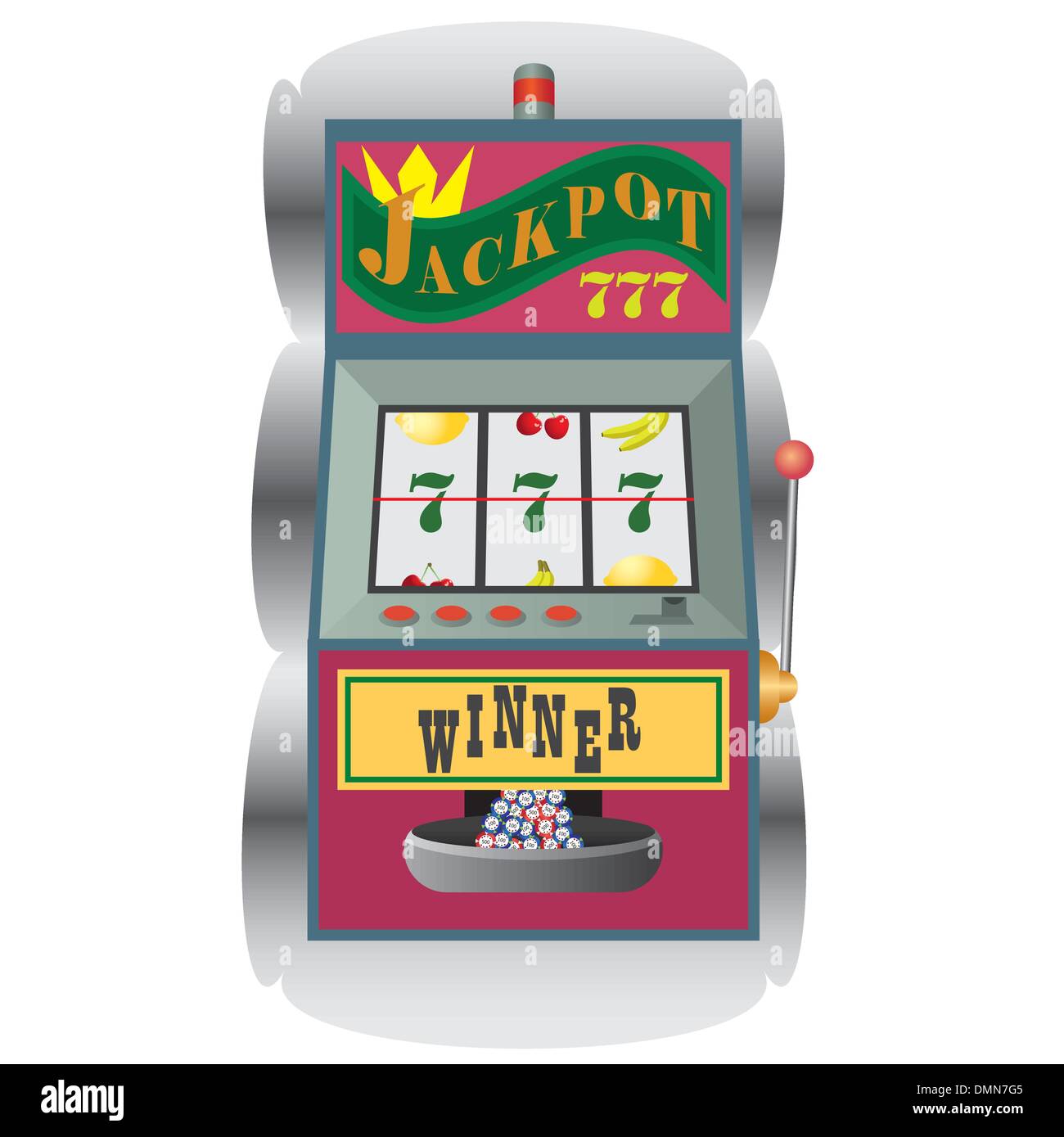 Spielautomat mit Gewinnkombination. Stock Vektor