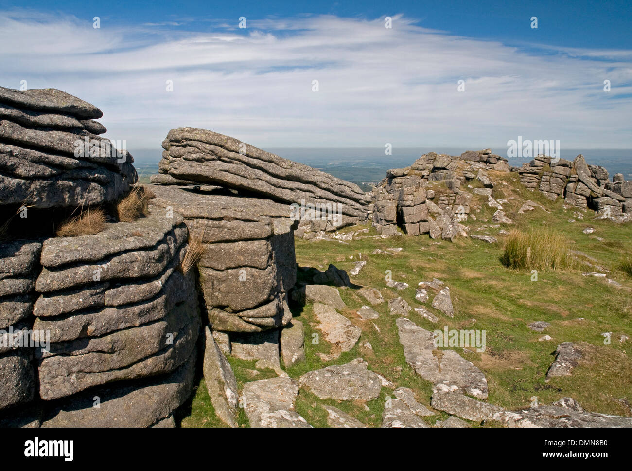 Beeindruckende Landschaft des Dartmoor auf Belstone Stockfoto