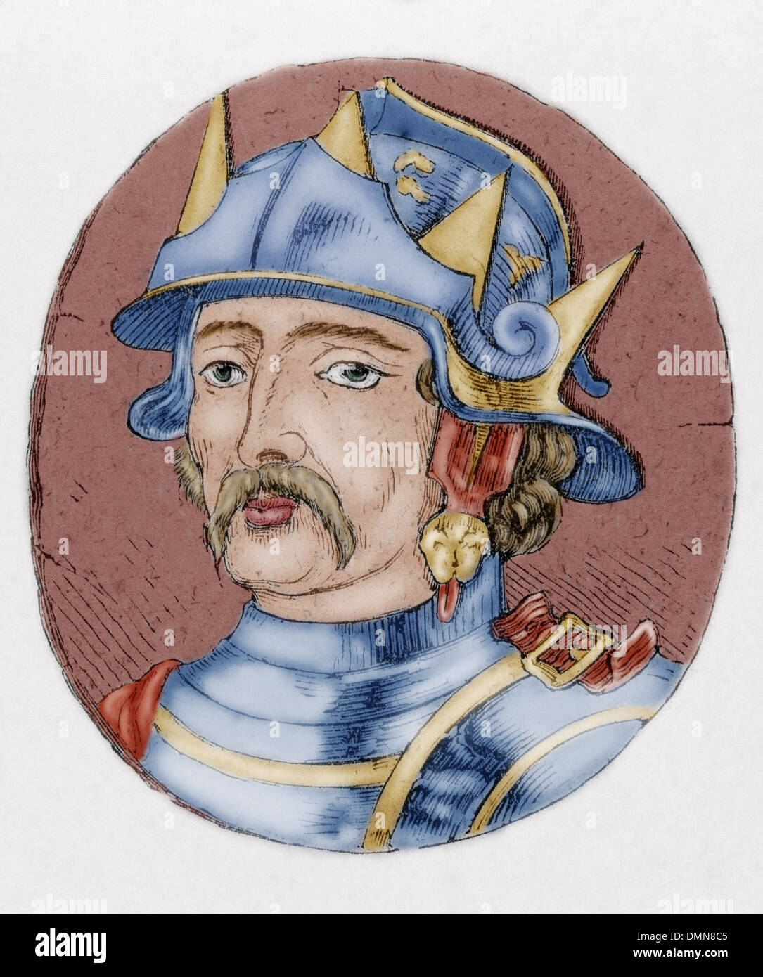 Ramiro II. von Leon (900-951). König von León von 931-951. Gravur. Farbige. Stockfoto