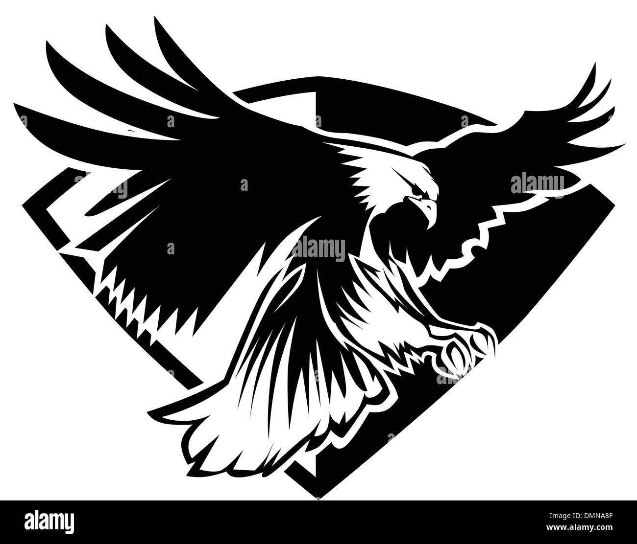 Adler Maskottchen fliegen Flügel Abzeichen Design Stock Vektor