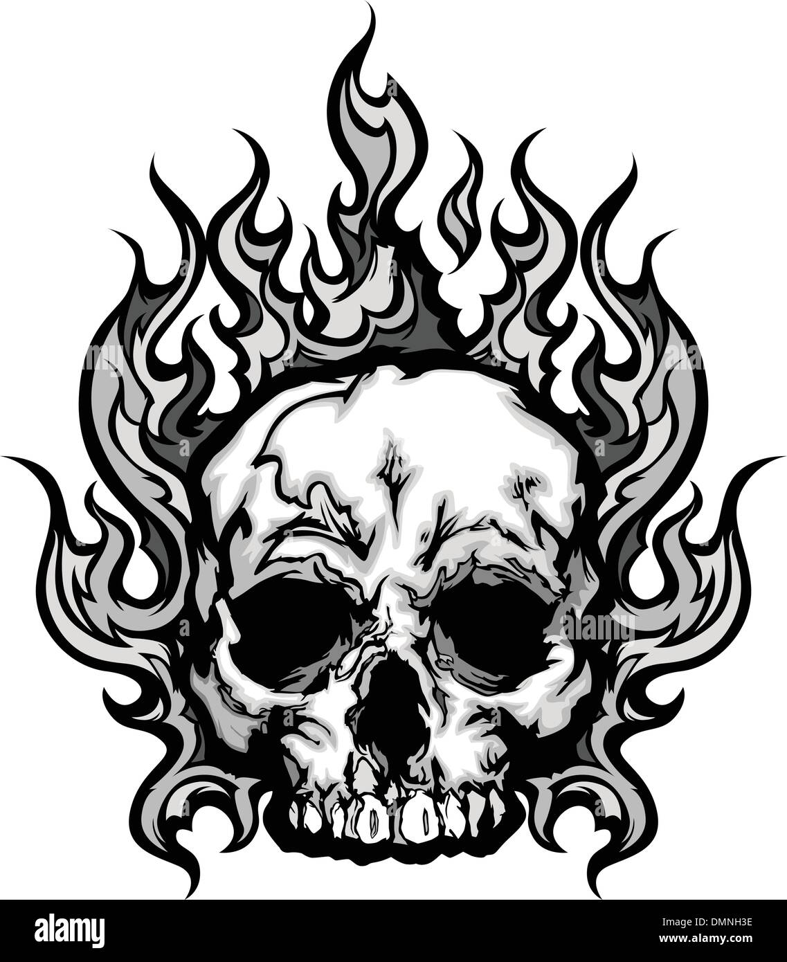 Flaming Skull Grafik Vektor-Bild Stock Vektor