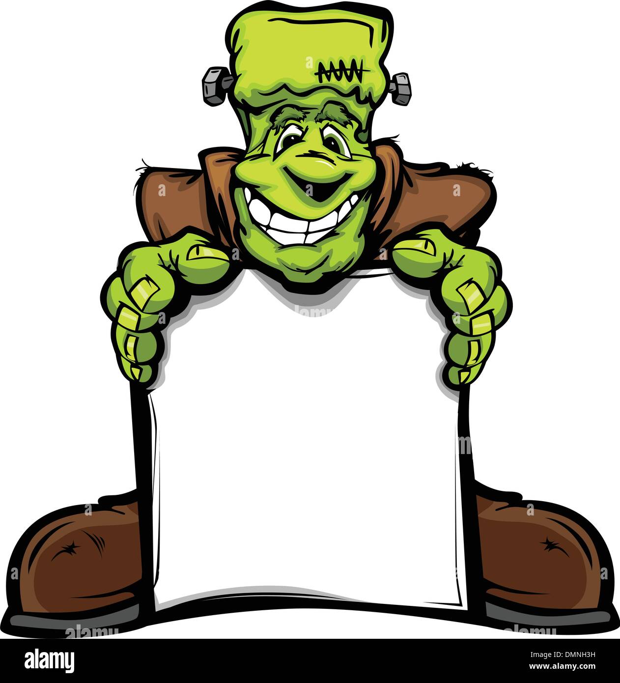Glücklich Frankenstein Halloween Monster mit Zeichen Cartoon Vector Il Stock Vektor