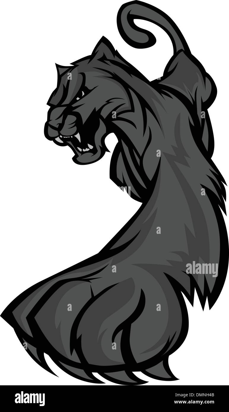Umherstreunende Panther Maskottchen Körper Vektor-Illustration Stock Vektor