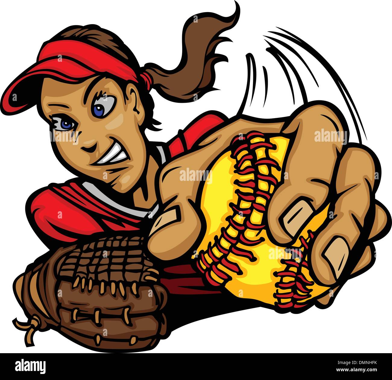 Schnellen Pitch Softball Krug Cartoon-Vektor-Illustration Stock Vektor