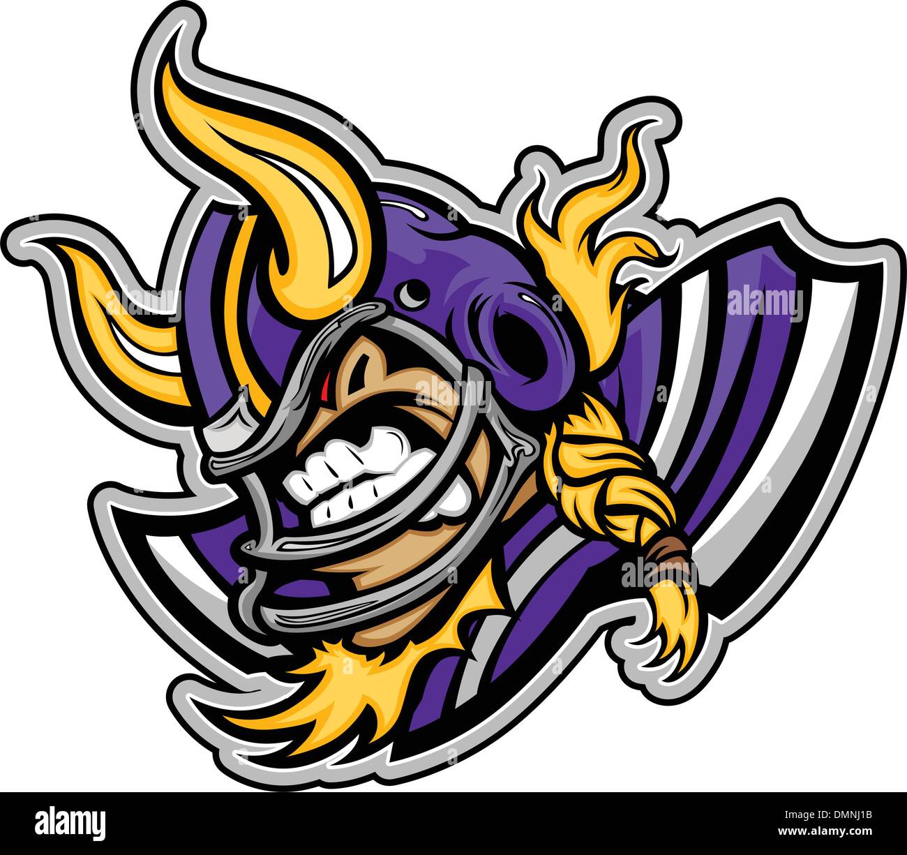 Viking-Fußball-Maskottchen mit Helm mit Hörnern Vektor Illustra Stock Vektor