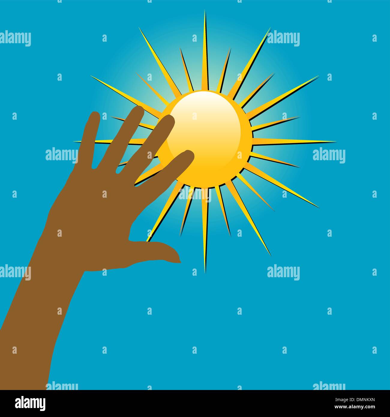 Hände über die Sonne Stock Vektor