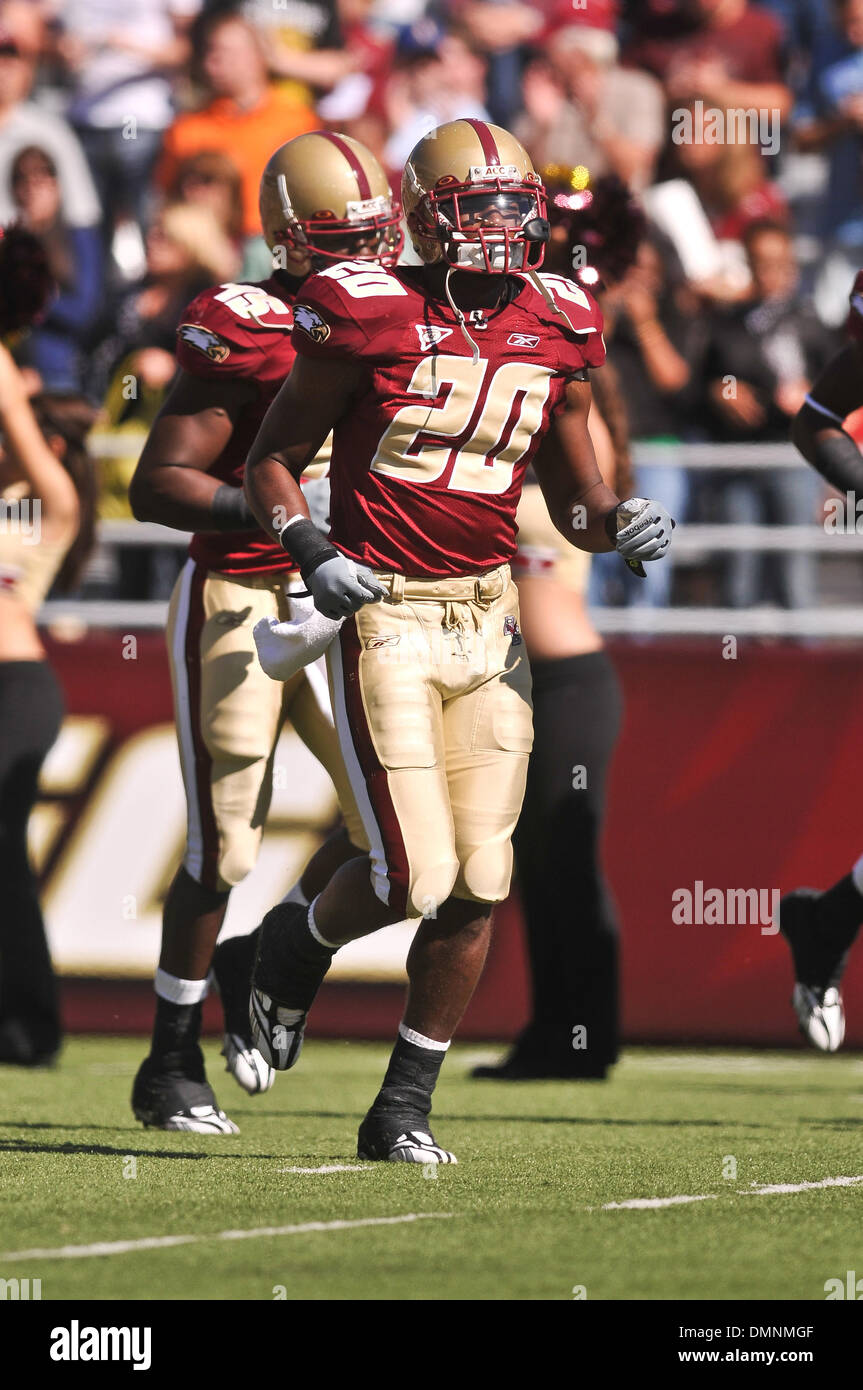 Sep 26, 2009 - Chestnut Hill, Massachusetts, USA - 26. September 2009: Boston College Cornerback Roderick Rollins (20) während der Pre-game Ansagen während der Wake Forest Vs Boston College ACC Matchup Alumni-Stadion in Chestnut Hill, MA. (Kredit-Bild: © Geoff Bolte/Southcreek Global/ZUMApress.com) Stockfoto