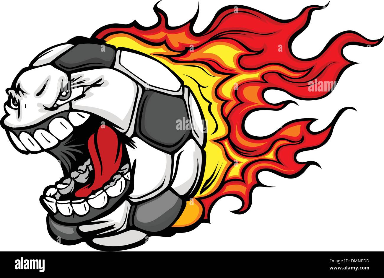 Flammenden Fußball schreien Gesicht Vector Cartoon Stock Vektor