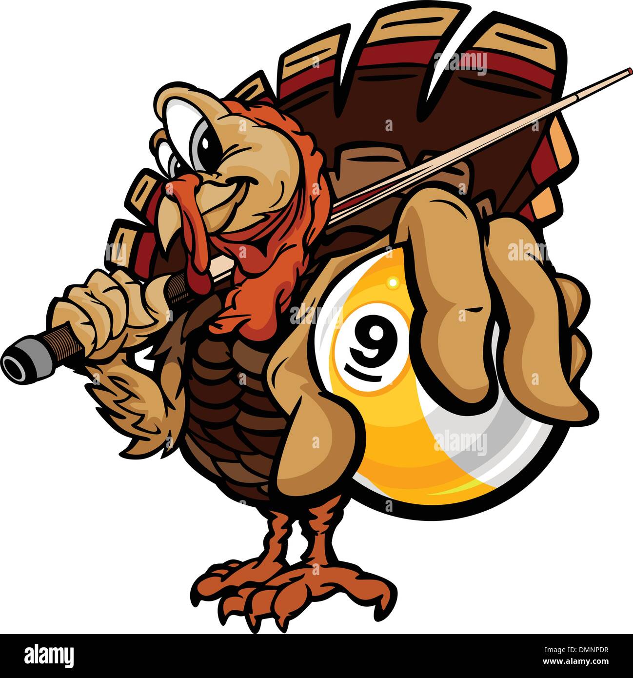 Billard 9 Ball Thanksgiving Urlaub Türkei Cartoon Vector ich Stock Vektor