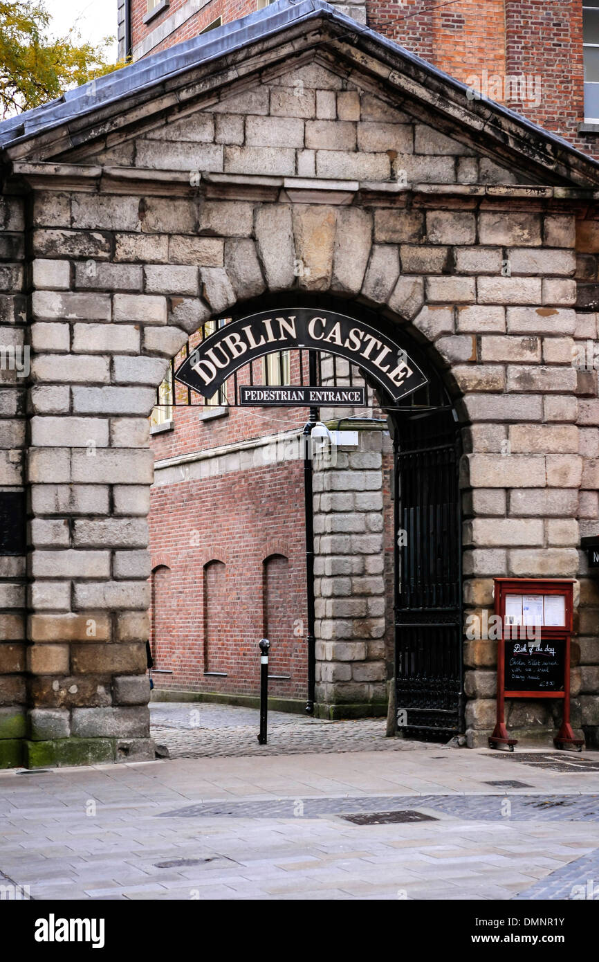 Eingang zum Schloss von Dublin Irland Stockfoto