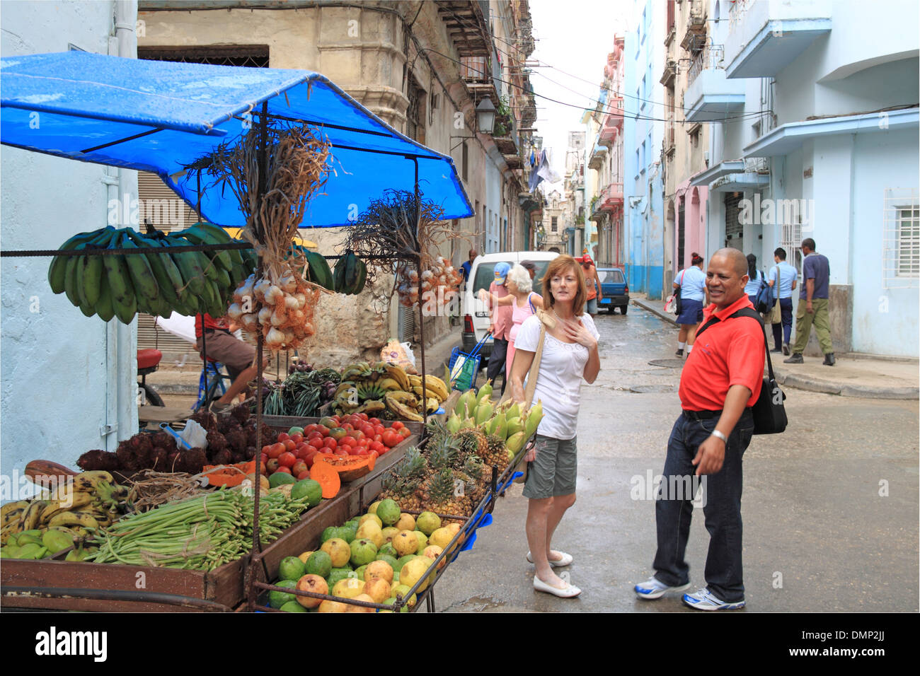 Obst und Gemüse stand, Calle Tejadillo, Alt-Havanna (La Habana Vieja), Kuba, Karibik, Mittelamerika Stockfoto