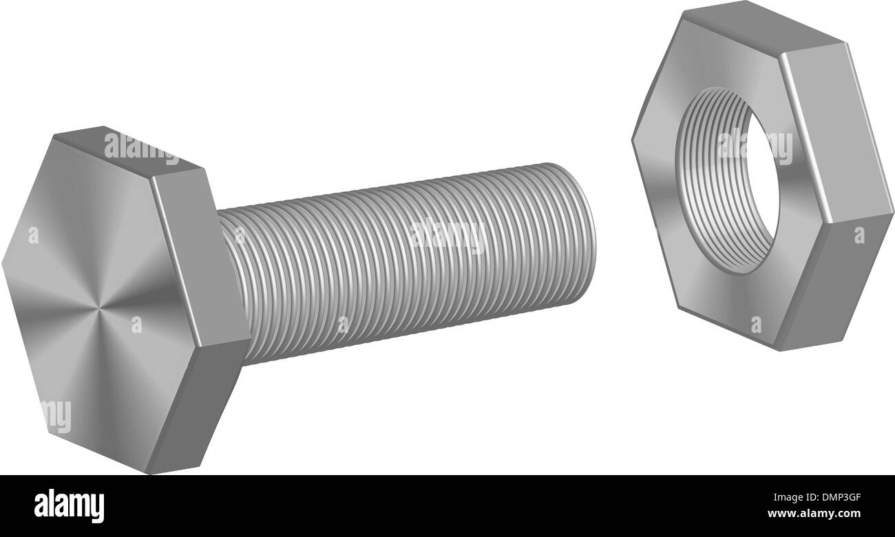 Schraube-Schraube und Mutter Stock Vektor