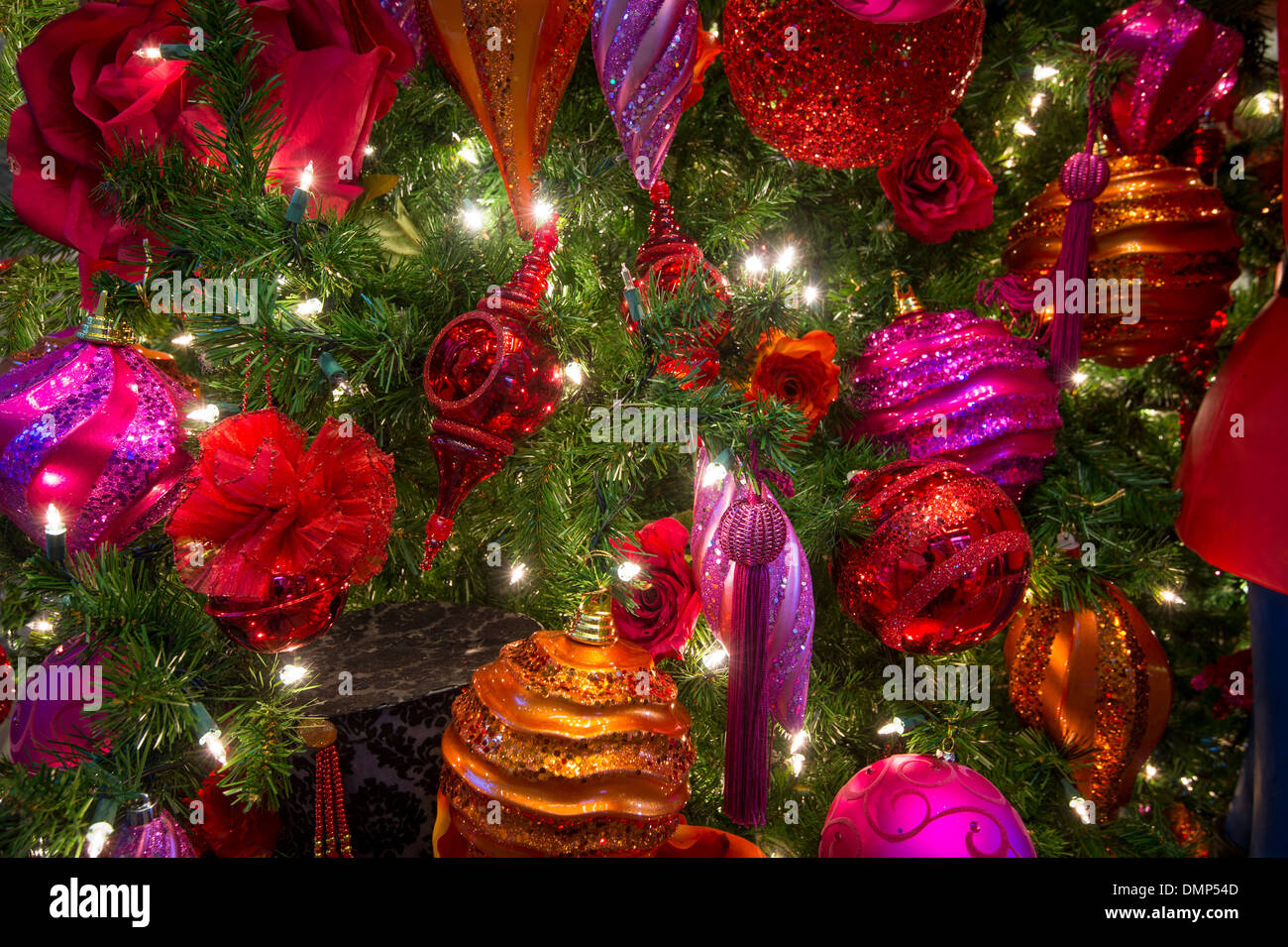 Weihnachtsbaum Dekoration Detail Stockfoto