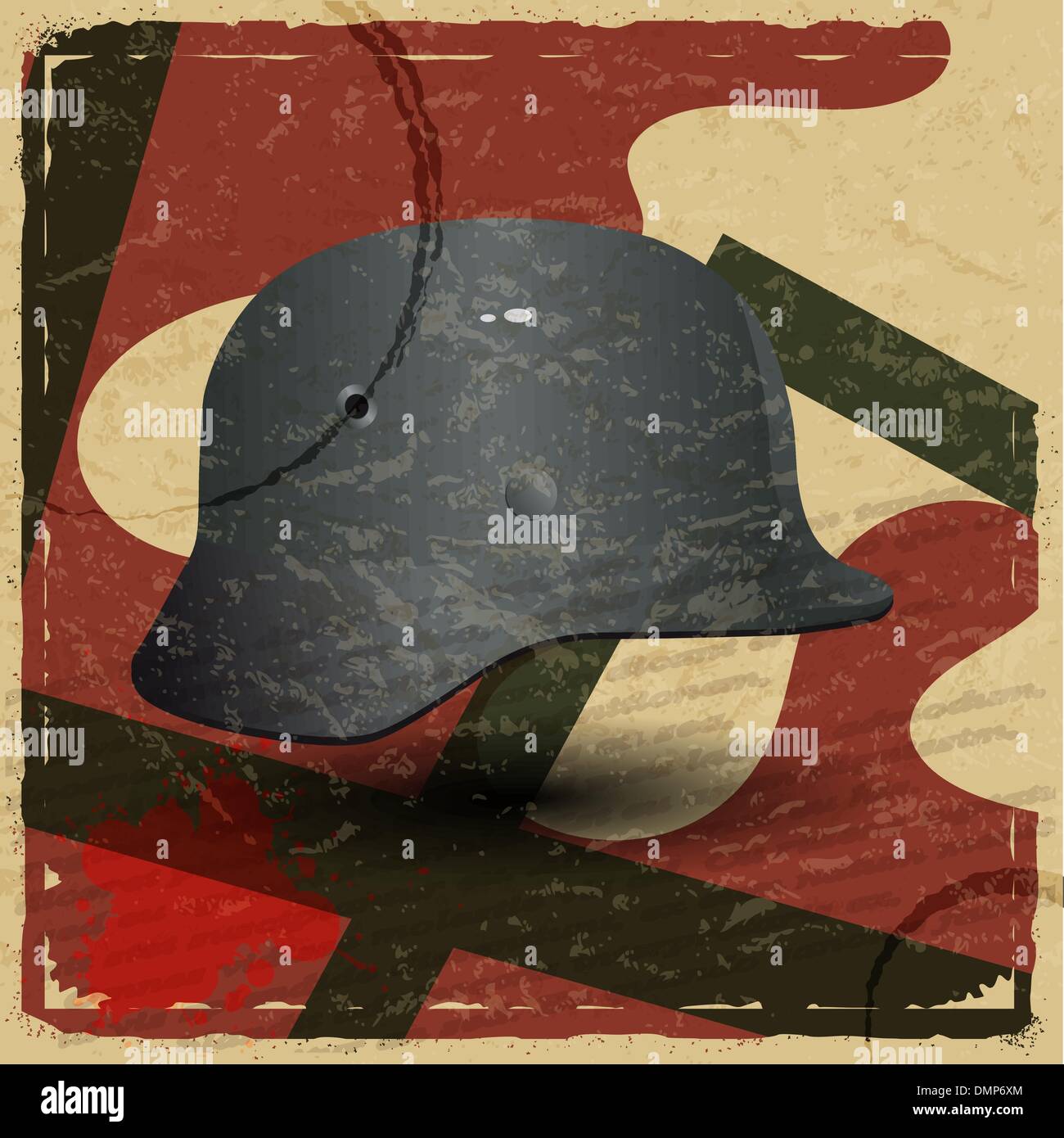 Vintage Karte mit einem Bild von der faschistischen Militär Helm Stock Vektor