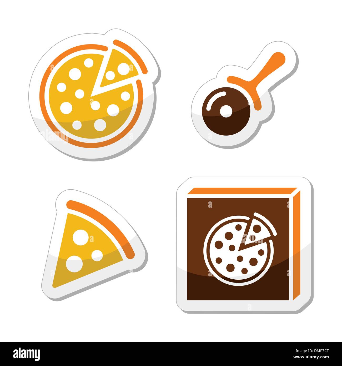 Pizza-Vektor-Icons set isoliert auf weiss Stock Vektor