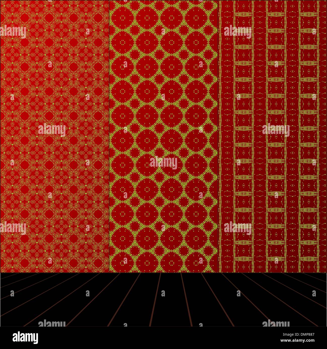 Red Room mit Set nahtlose und hölzernen Stock Stock Vektor