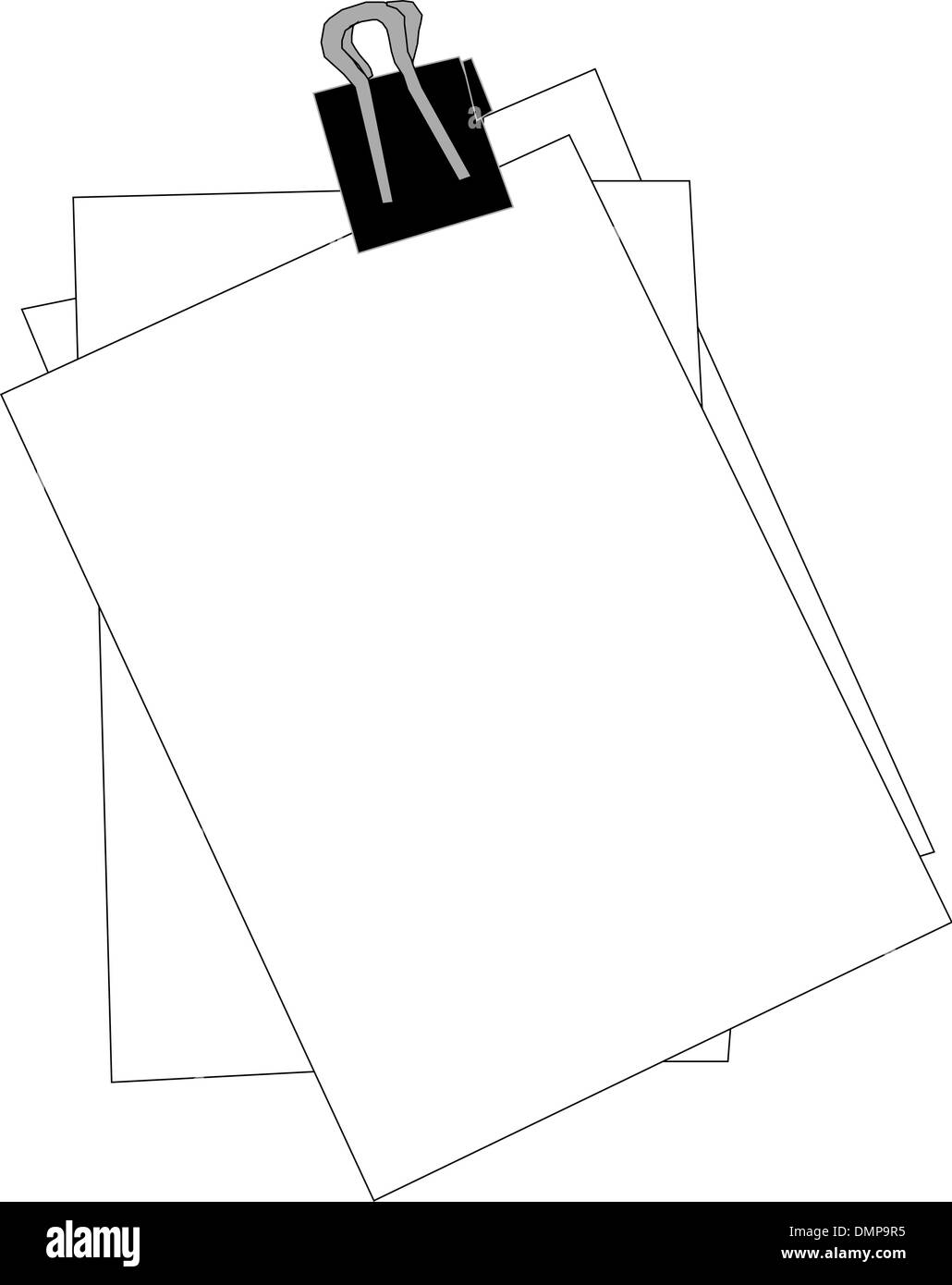 Bulldog Clip mit weißem Papier Stock Vektor