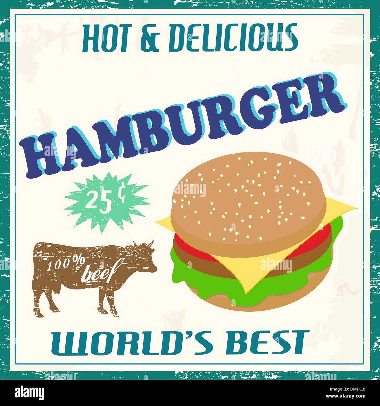 Vintage Hamburger Grunge-Plakat Stock Vektor