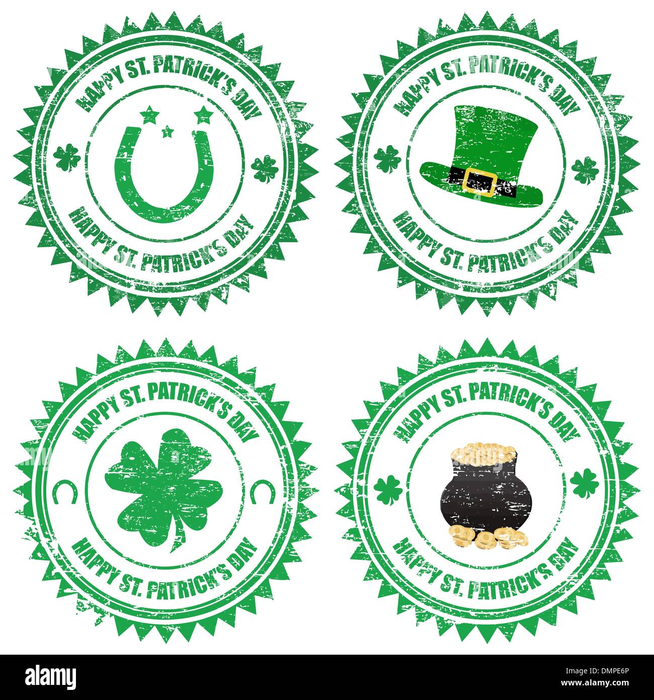 Happy St. Patricks Tag Briefmarken Stock Vektor