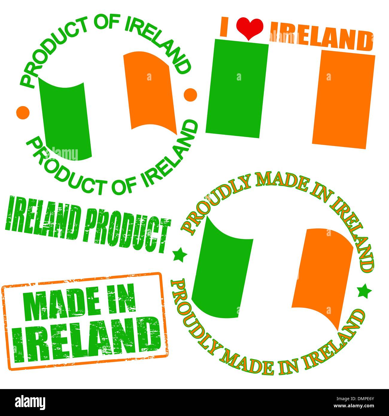 Produkt von Irland Briefmarken Stock Vektor