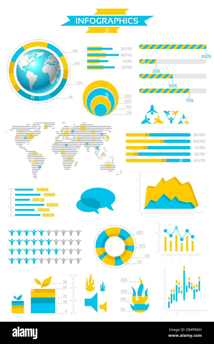 Infografik-Kollektion mit Etiketten und grafischen Elementen. Vektor Stock Vektor