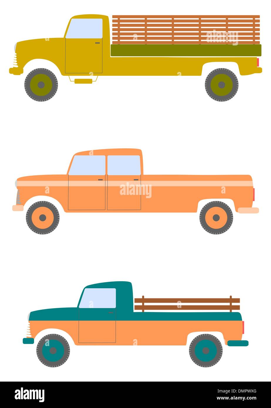 Retro-LKW-Reihe. Stock Vektor