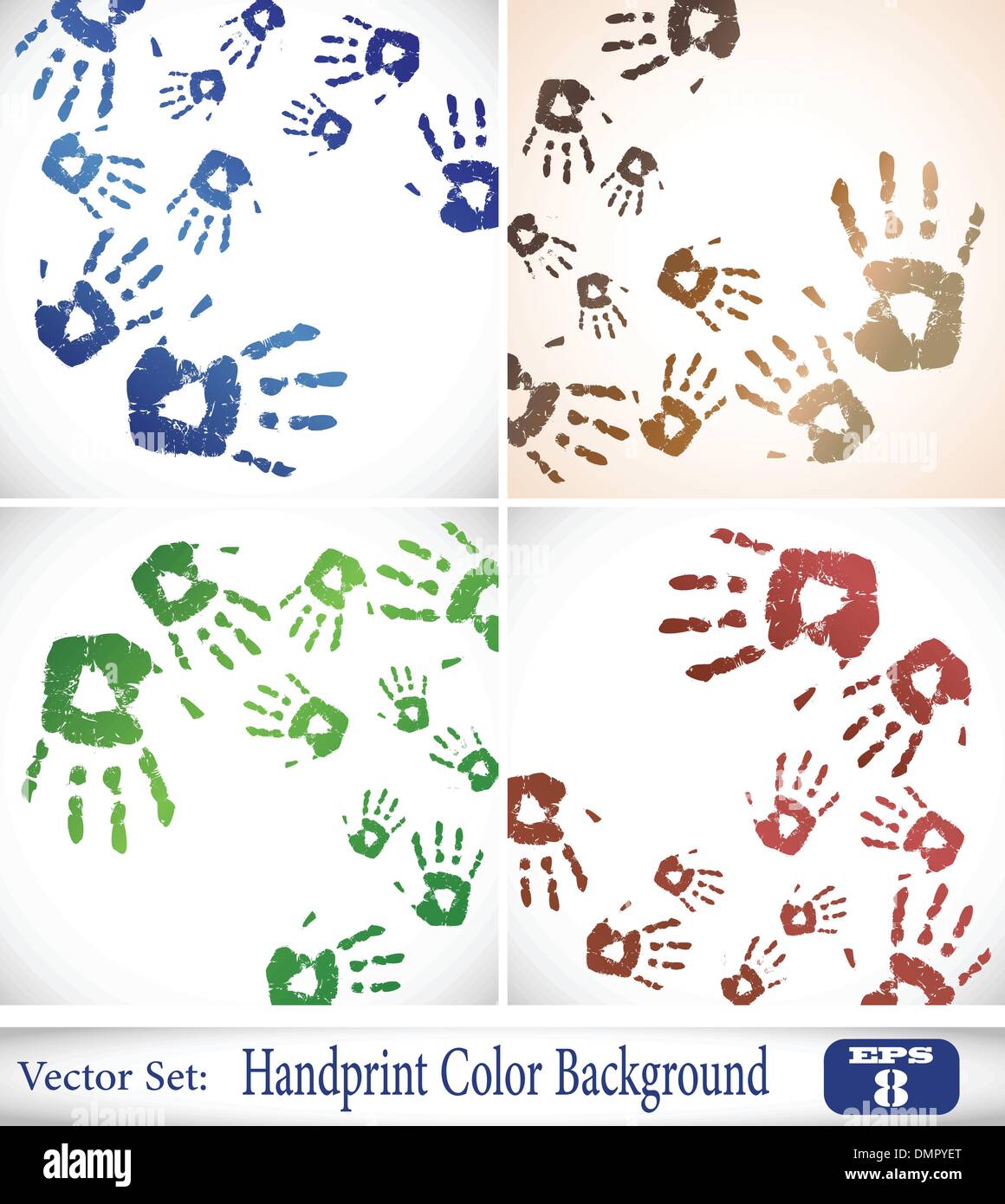 der Vektor Handabdruck Hintergrund Farbtabelle Stock Vektor