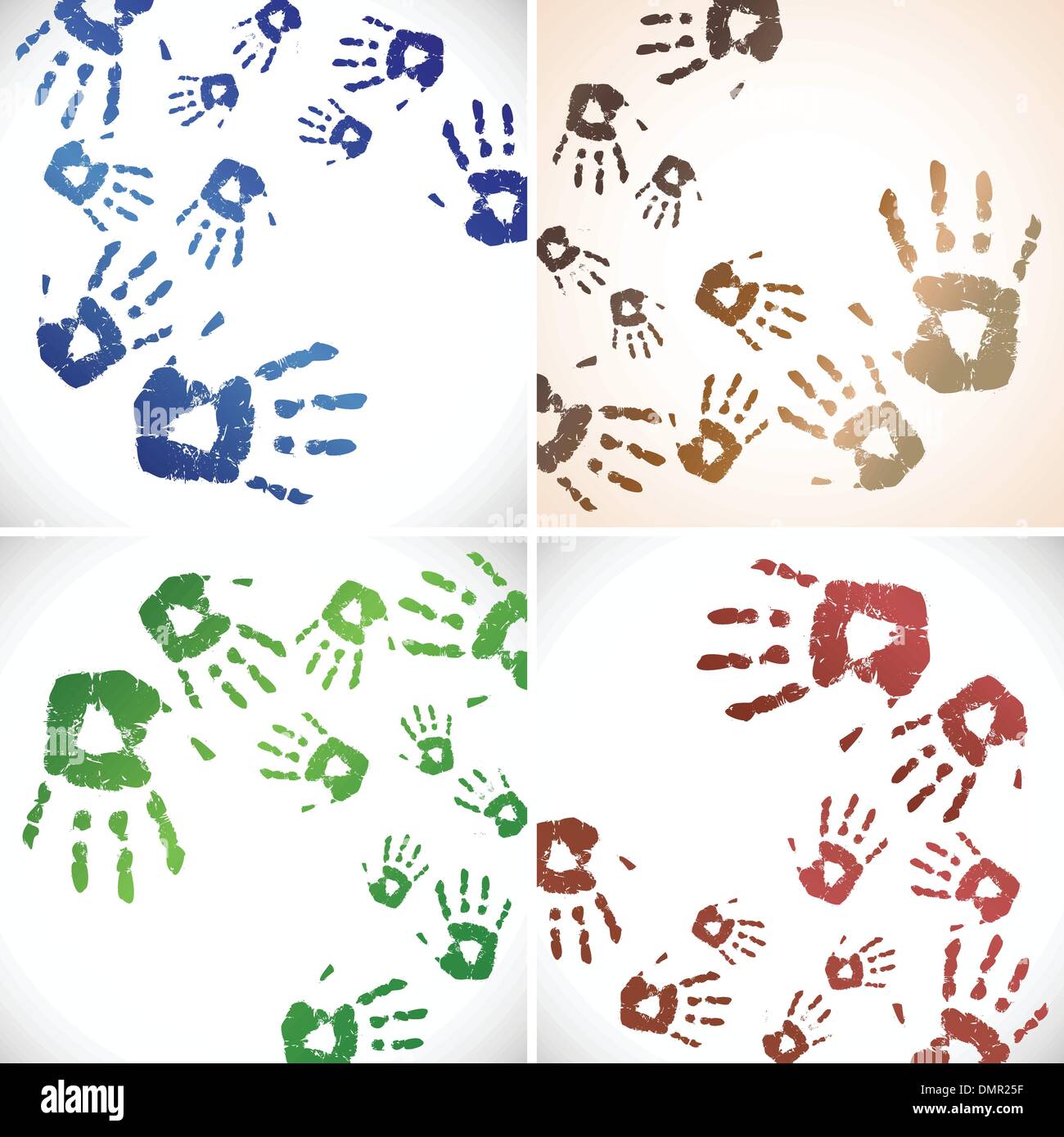 der Vektor Handabdruck Hintergrund Farbtabelle Stock Vektor