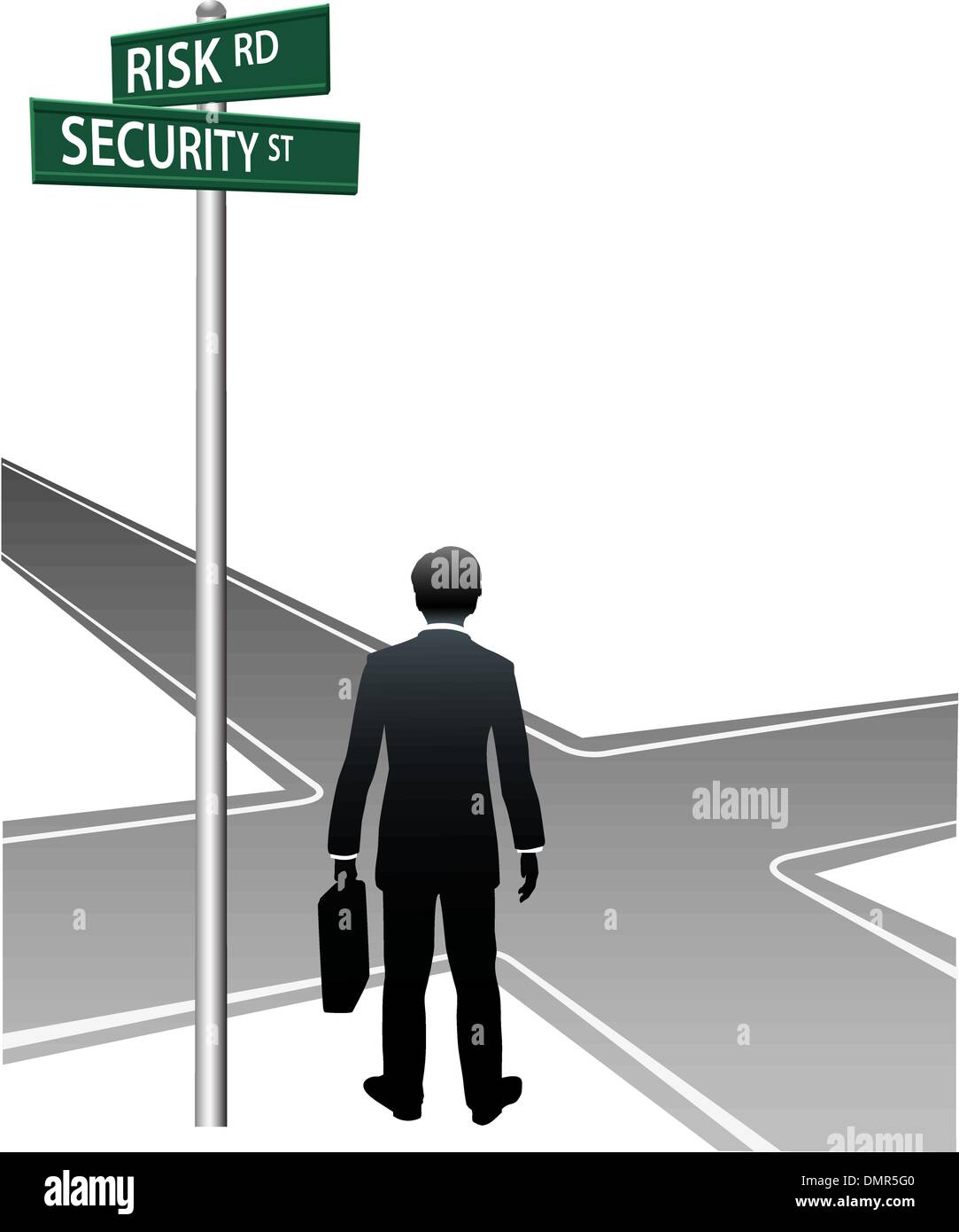 Geschäftsperson unterschreibt Straße zu treffenden Entscheidung Wahl Stock Vektor