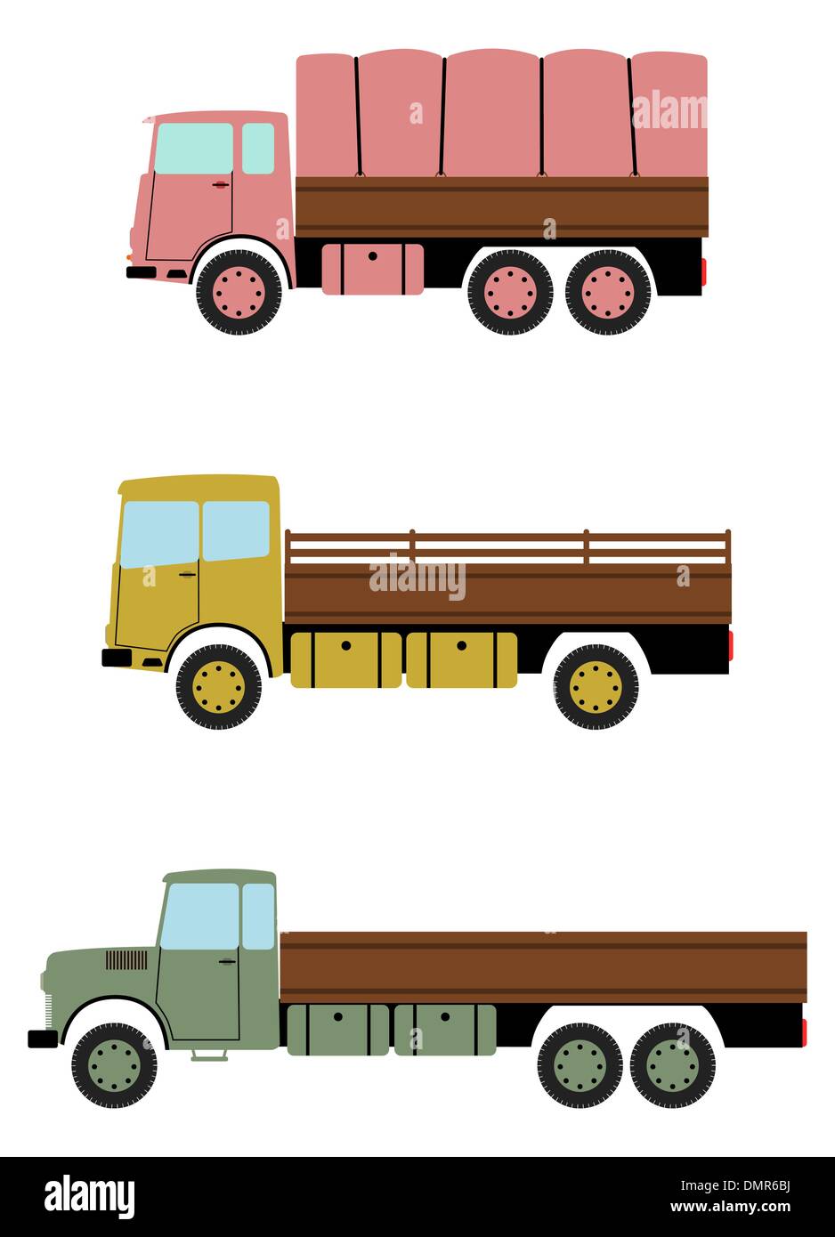 Retro-LKW-Reihe. Stock Vektor