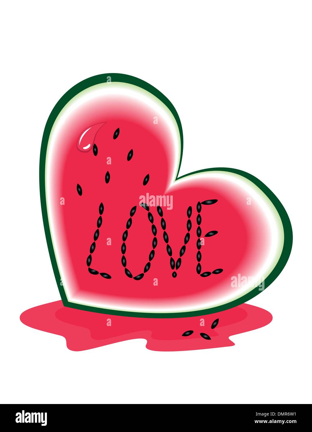 Scheibe Wassermelone als Herz Stock Vektor