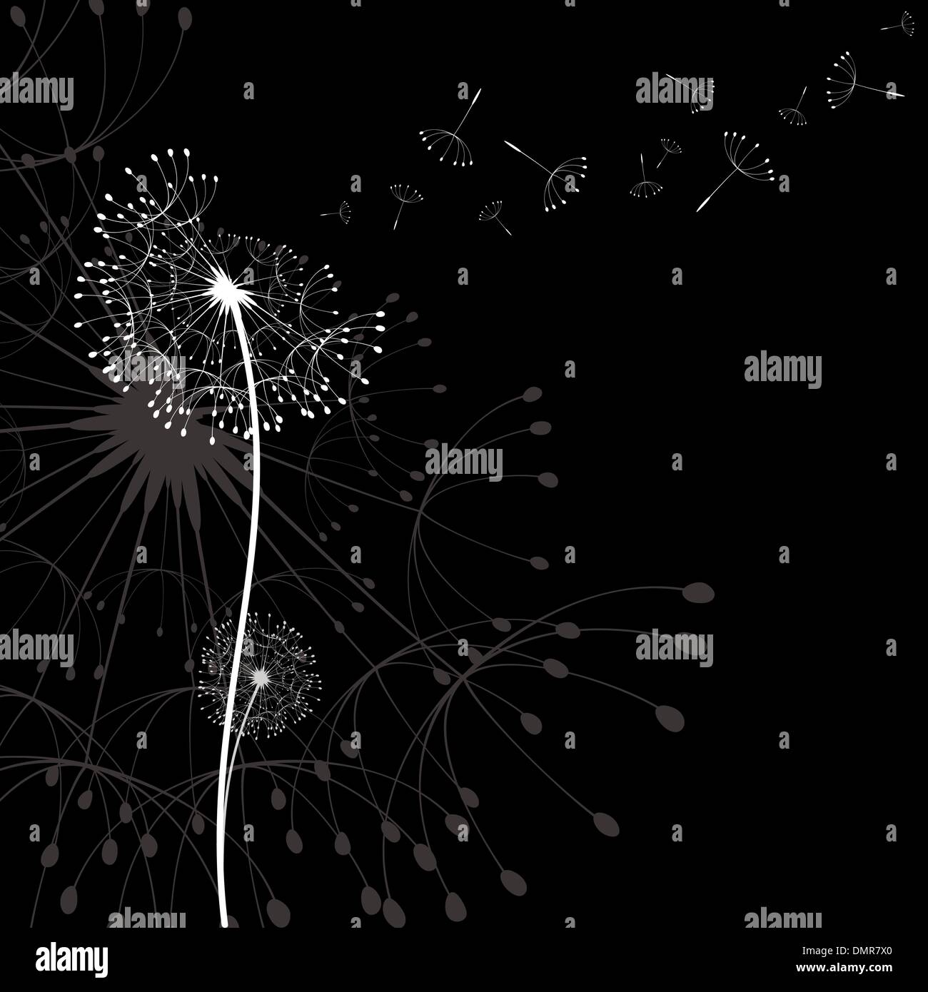 Abstrakte Löwenzahn in der Wind-wallpaper Stock Vektor