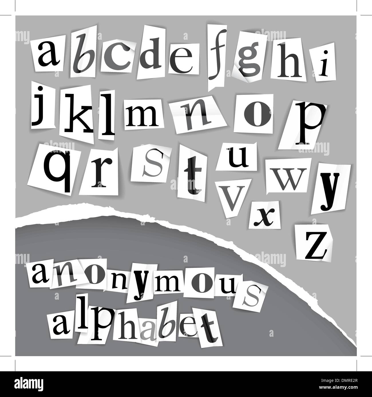Anonyme Alphabet aus Zeitungen hergestellt Stock Vektor