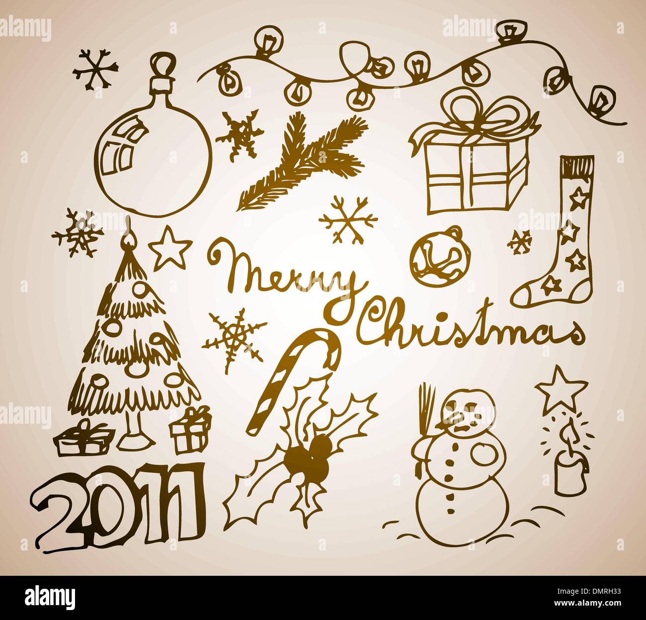 Weihnachten Doodle Illustrationen Stock Vektor
