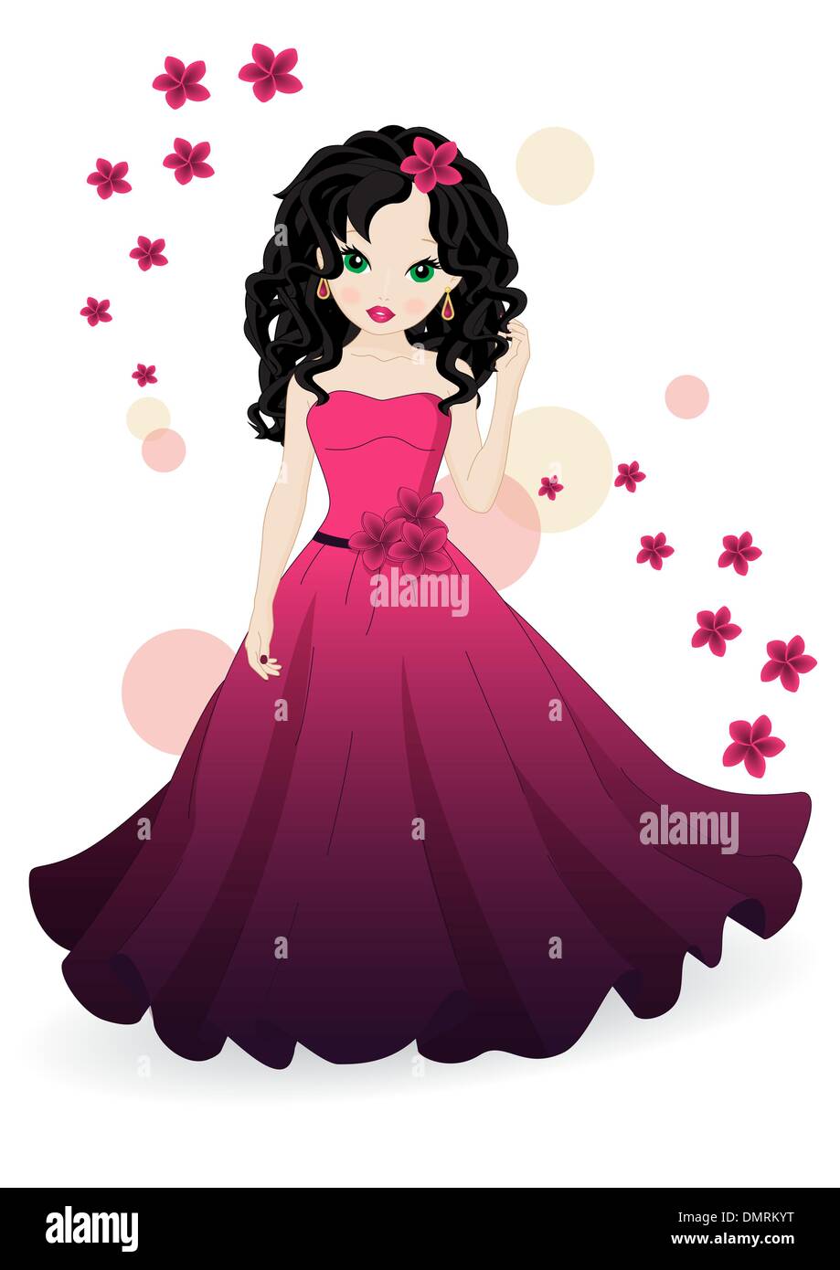 CARTOON Kleid mit Rüschen in dunkelrot / hellrosa