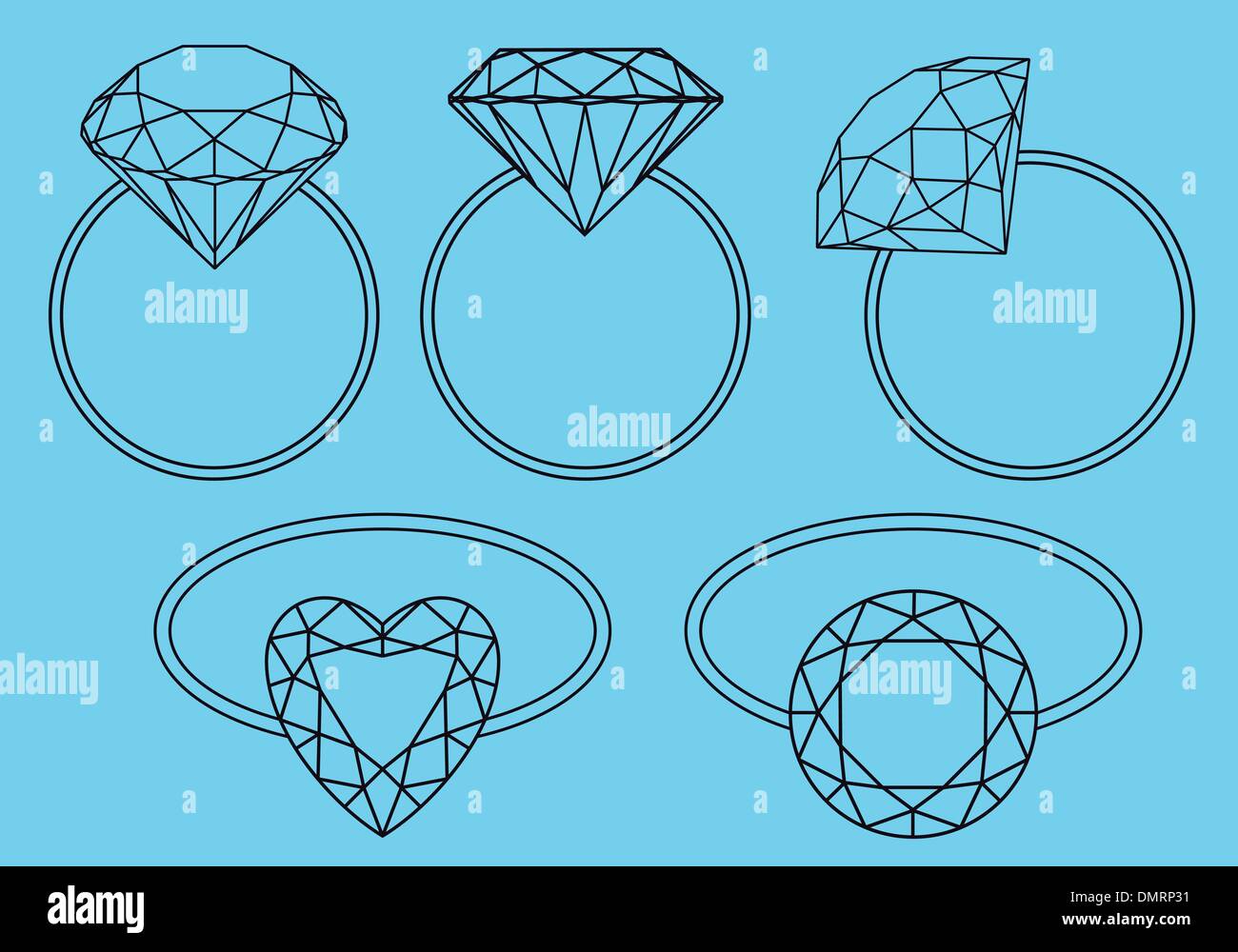 Diamant-Ringe, Vektor-set Stock Vektor
