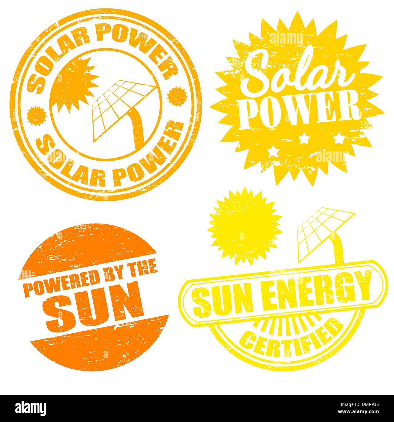 Solarstrom Energie Briefmarken Stock Vektor