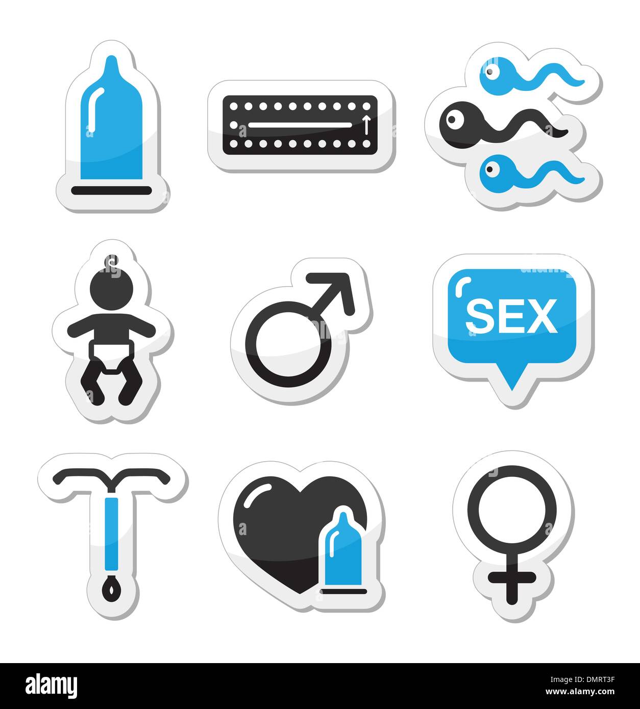 Verhütungsmethoden, Sex-Vektor-Icons-sex Stock Vektor