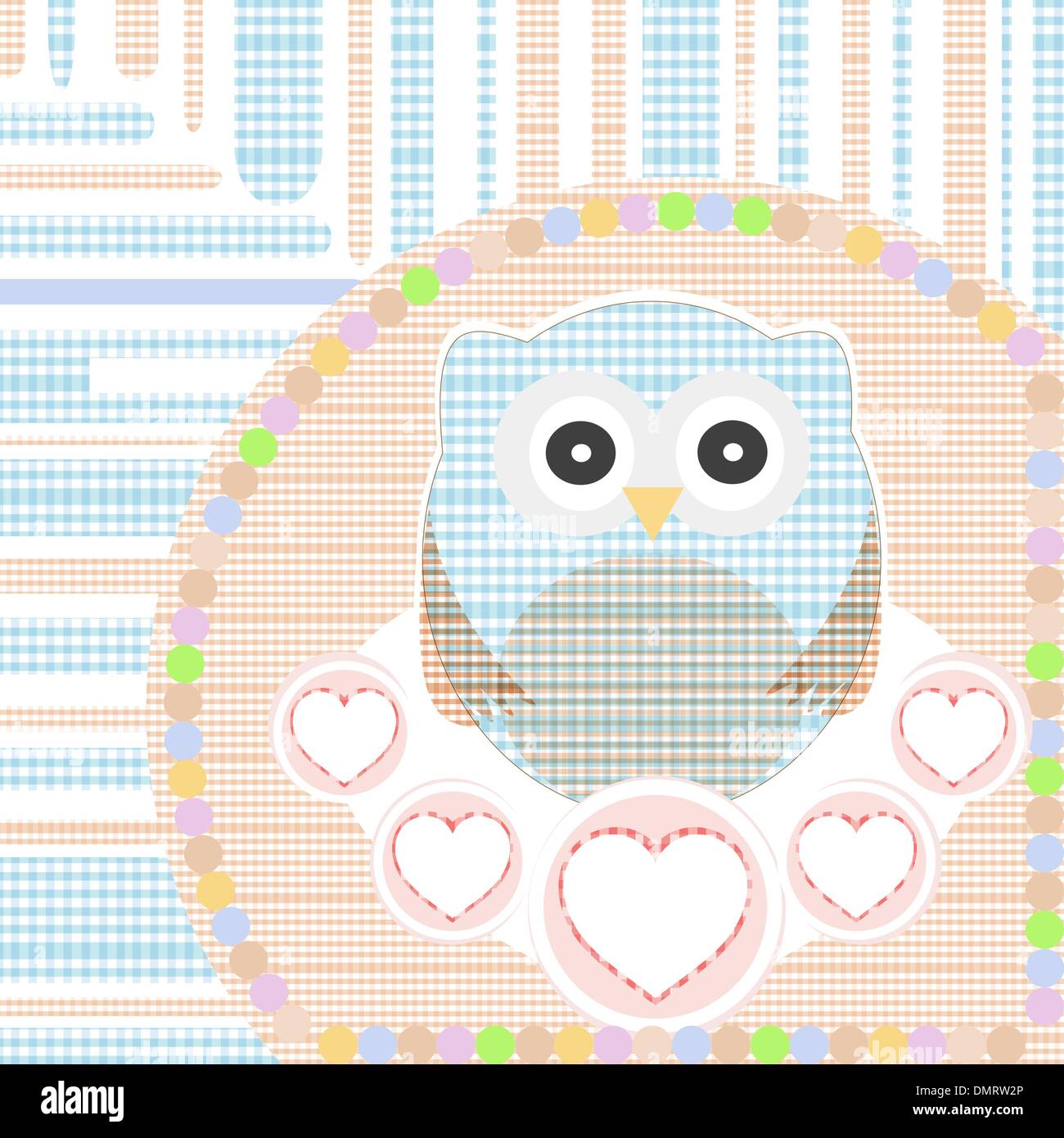 Textile niedliche kleine Eule mit Liebe Herz vector Stock Vektor