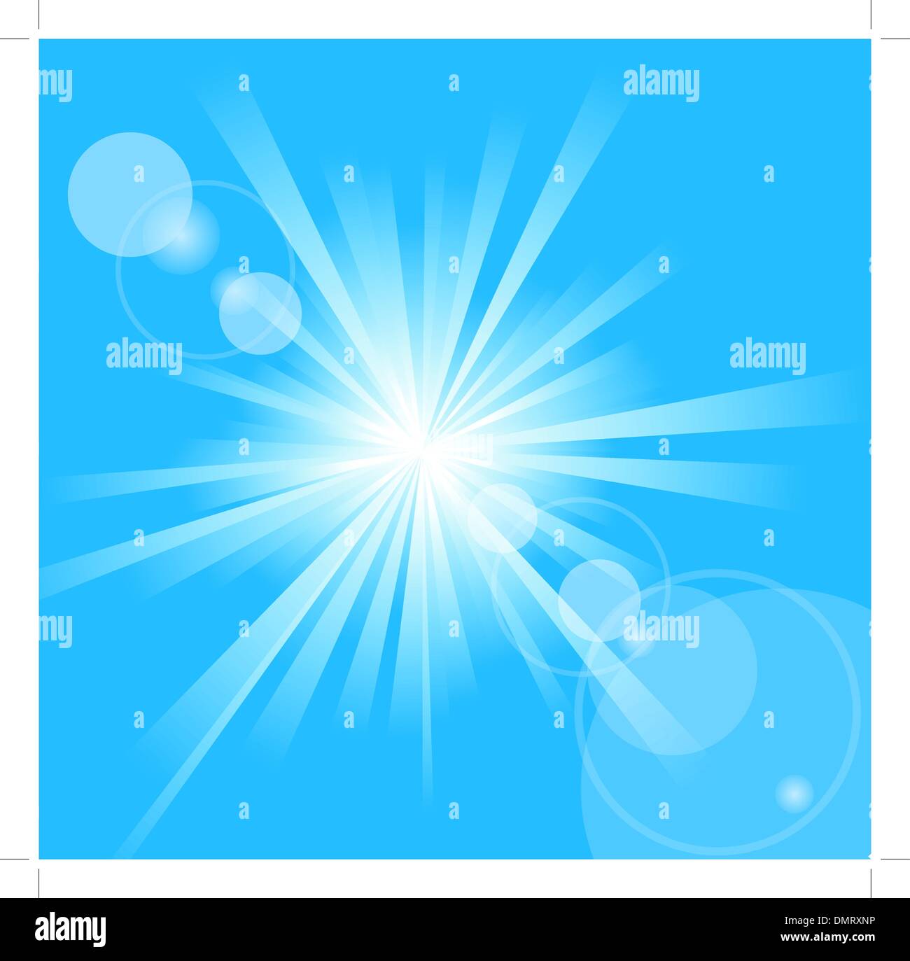 Der heißen Sommersonne auf einem blauen Himmel Stock Vektor