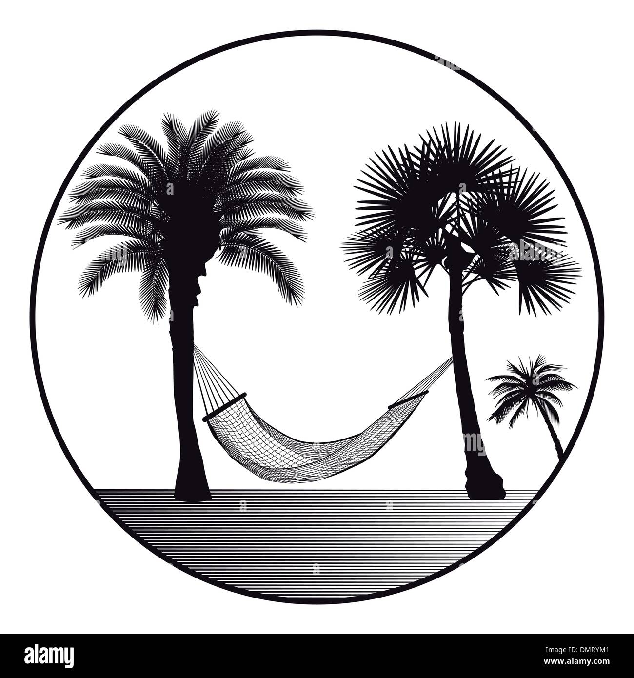 Palm mit Hängematte Zeichen Stock Vektor