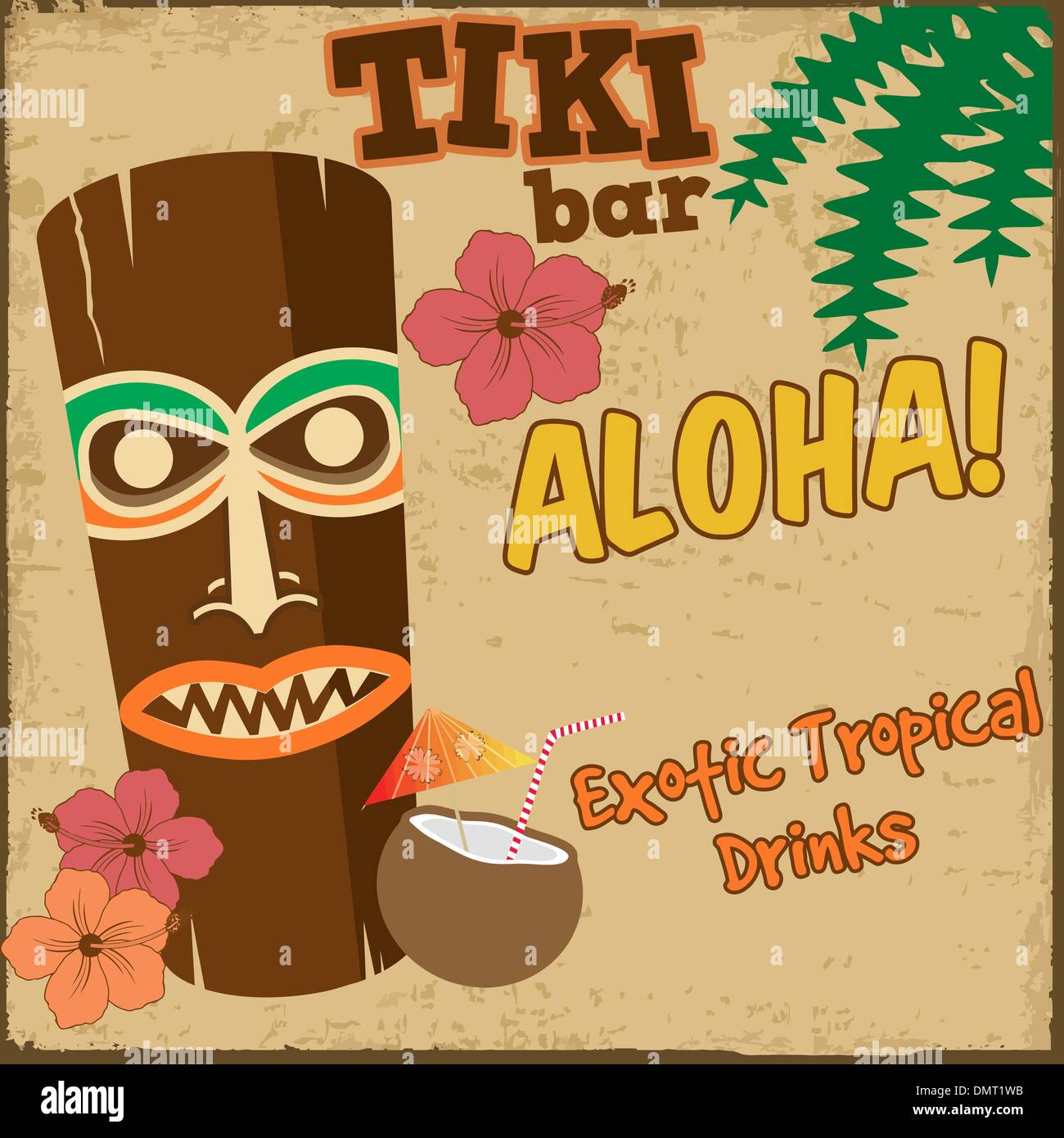 Tiki bar Vintage poster Stock Vektor