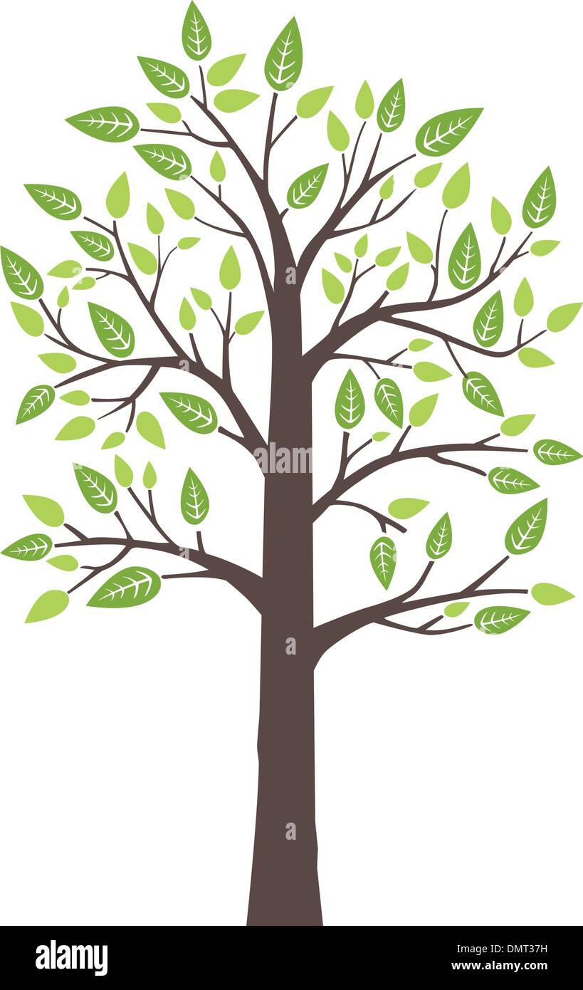 Stilisierter einsamer Baum mit frischen jungen Blätter im Frühling Stock Vektor