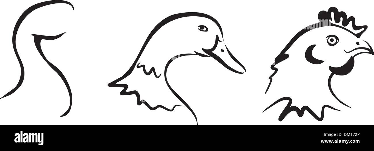 Bauernhof Vögel Symbole Stock Vektor