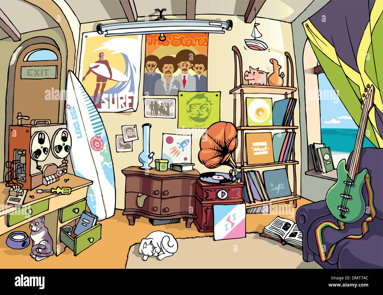 Der Surfer Zimmer Stock Vektor