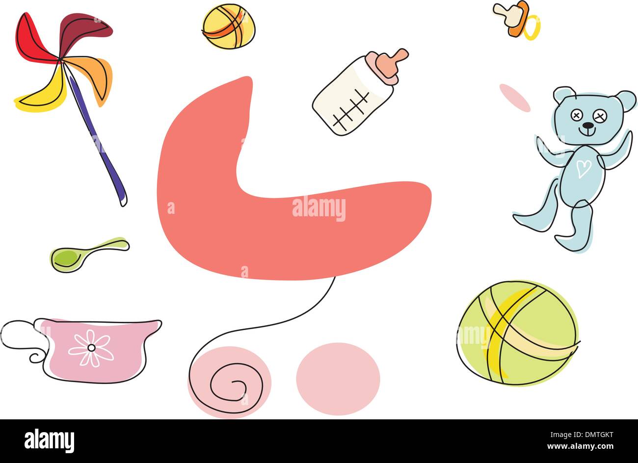 Kinderwagen und Baby waren Kollektion Stock Vektor