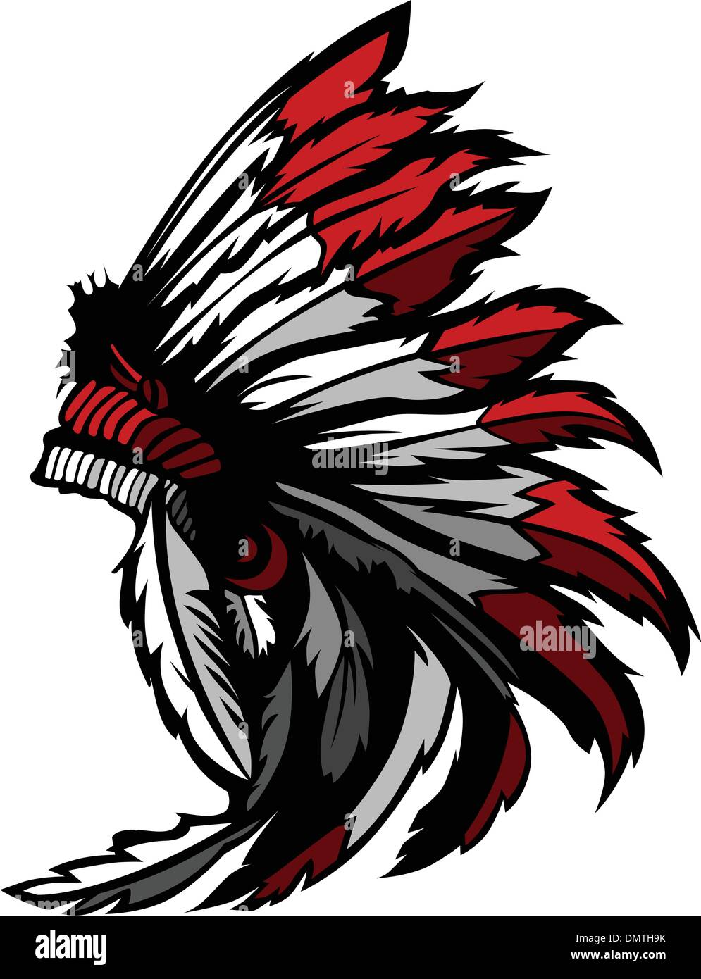 American Native Indian Feder Kopfschmuck Maskottchen Vektorgrafik Stock Vektor